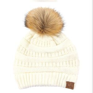 Ivory CC Pom Pom Beanie